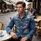🧥 50% DE RÉDUCTION MAINTENANT ! 👖 Veste en jean délavé vintage pour homme décontractée – Design intemporel, tissu durable et poches fonctionnelles ✨