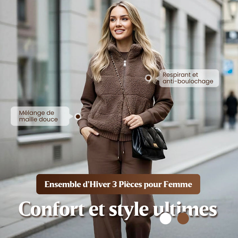 Ensemble 3 pièces en tricot chaud qui vous garde au chaud, chic et confiante toute la journée ❄️