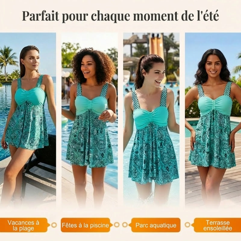 👙Maillot de Bain 2 Pièces : Haut à Bretelles et Shorty de Bain Ajusté