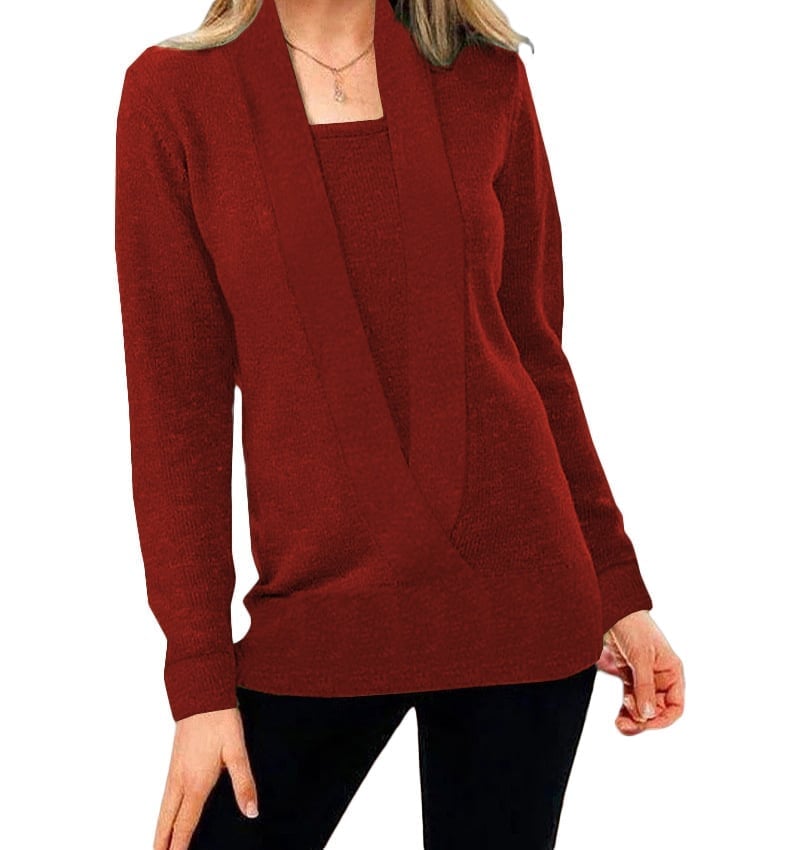 NOUVEAU Pull court tricoté de couleur unie pour femme