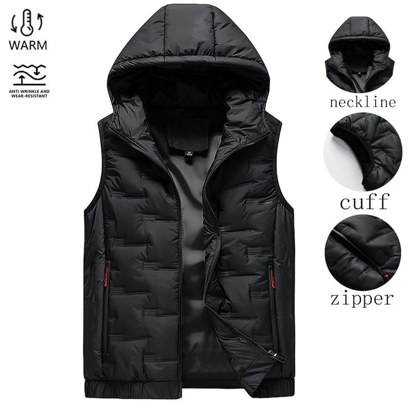 🍂 Confort et superposition faciles | Gilet isolant à capuche et fermeture éclair sur le devant pour homme