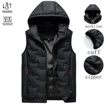🍂 Easy Layering Comfort | Men's Hooded Front-Zip Insulated Vest