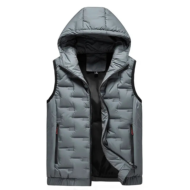 🍂 Confort et superposition faciles | Gilet isolant à capuche et fermeture éclair sur le devant pour homme