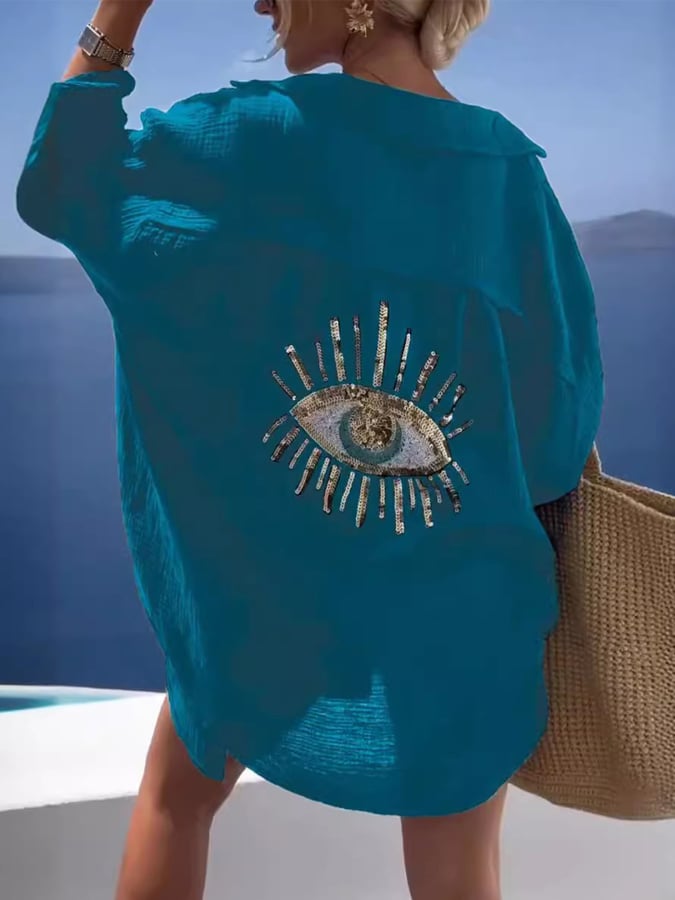 🔥DERNIER JOUR 50% DE REDUCTION - Chemise décontractée à paillettes et perles
