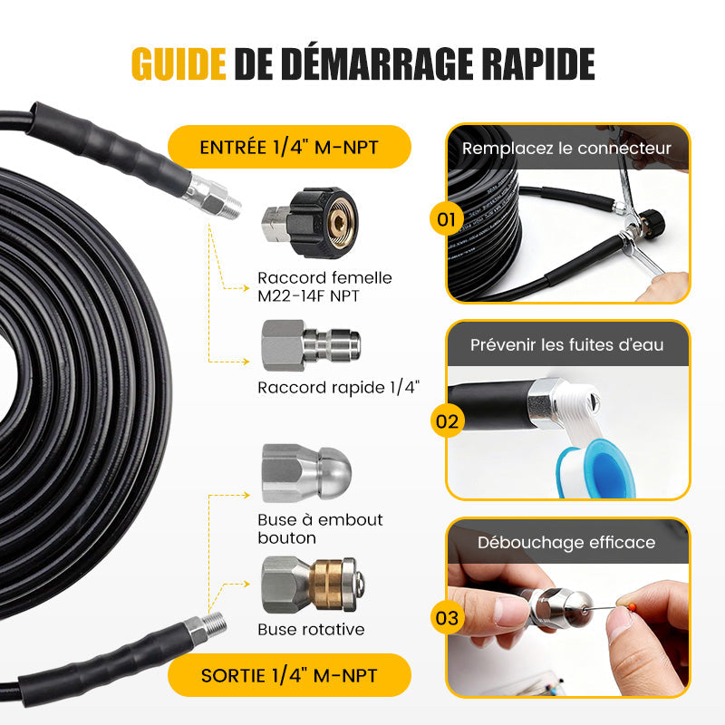 💎 -50% ! 💎 Kit de Nettoyage Haute Pression 5800 PSI – Débouche Canalisations, Éviers & Toilettes en Quelques Secondes ! 🚿⚡