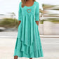 Best-seller🏆👗 Robe midi à volants avec motif en forme de cœur – Coupe trapèze flatteuse et tissu léger, idéale pour les voyages ou les sorties entre amis