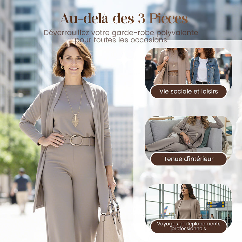 Ensemble 3 pièces élégant comprenant un cardigan long, un haut et un pantalon🔥LIVRAISON GRATUITE