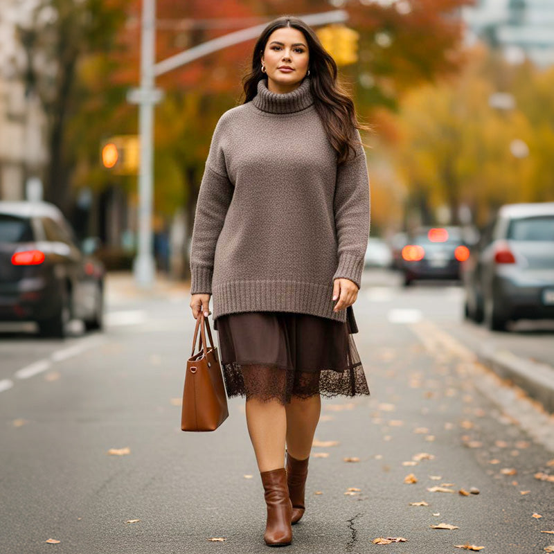 ❄️ Soldes d'hiver - 49 % de réduction 👗 Ensemble mini-robe et pull à col roulé pour femme
