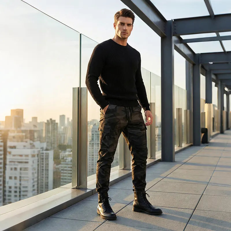 Pantalon de travail décontracté à motif camouflage