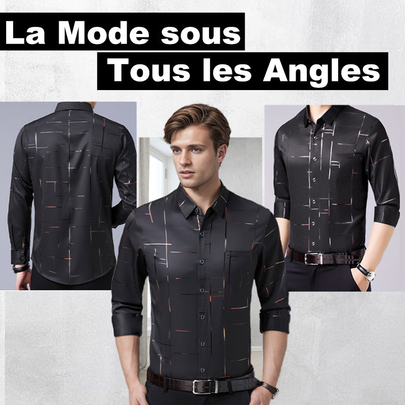 👔 50% DE RÉDUCTION! ✨ Chemise à Manches Longues Sans Repassage pour Hommes – Infroissable, Coupe Premium & Confortable 👕