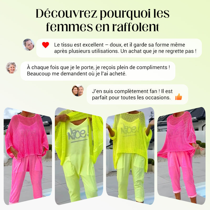 ✨Combinaison + Smock creux à imprimé lettres pour femmes, tenue décontractée