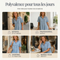 👗🔥 -50% ! Robe-Chemise Midi Jean Femme Poches – Tissu Structuré Non Collant Coupe Oversize Flatteuse Toutes Morphologies S-3XL, Col V Ajustable Manches Courtes Élégance Quotidienne, Légère Respirante ✨