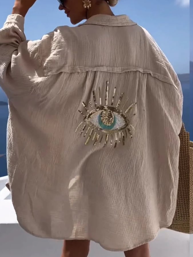 🔥DERNIER JOUR 50% DE REDUCTION - Chemise décontractée à paillettes et perles