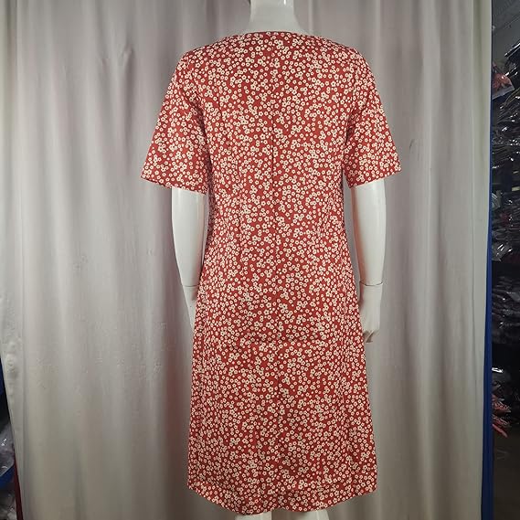 🎁Robe en coton à encolure dégagée pour femmes décontractées (8 couleurs avec poches)