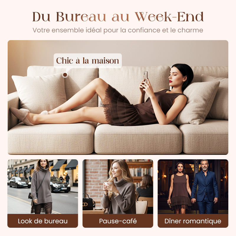 ❄️ Soldes d'hiver - 49 % de réduction 👗 Ensemble mini-robe et pull à col roulé pour femme