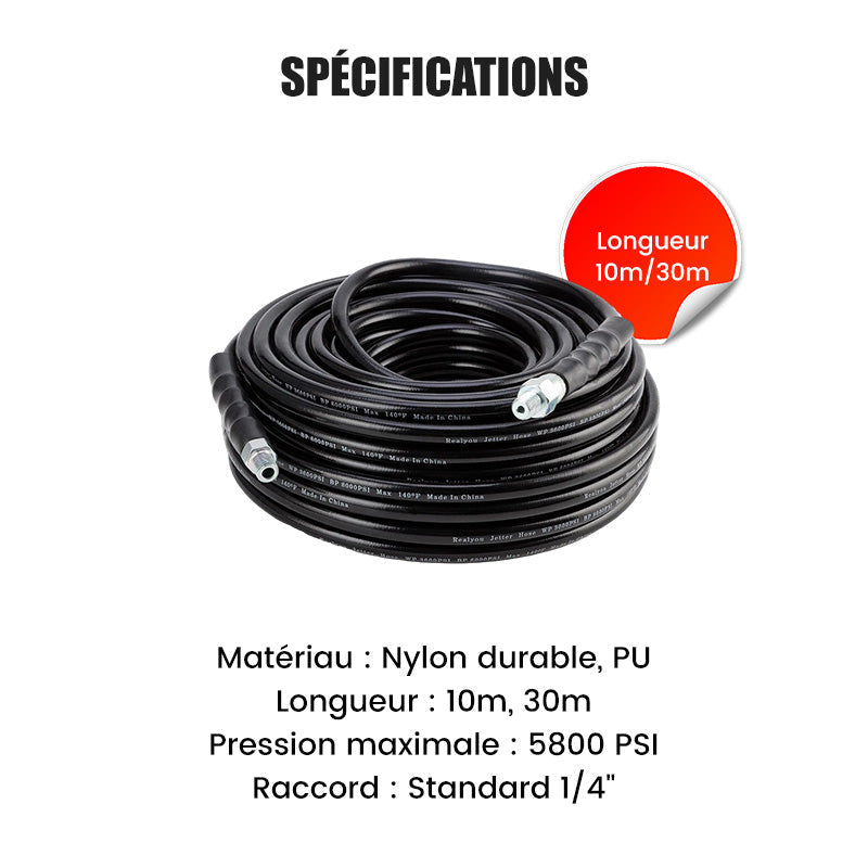 💎 -50% ! 💎 Kit de Nettoyage Haute Pression 5800 PSI – Débouche Canalisations, Éviers & Toilettes en Quelques Secondes ! 🚿⚡