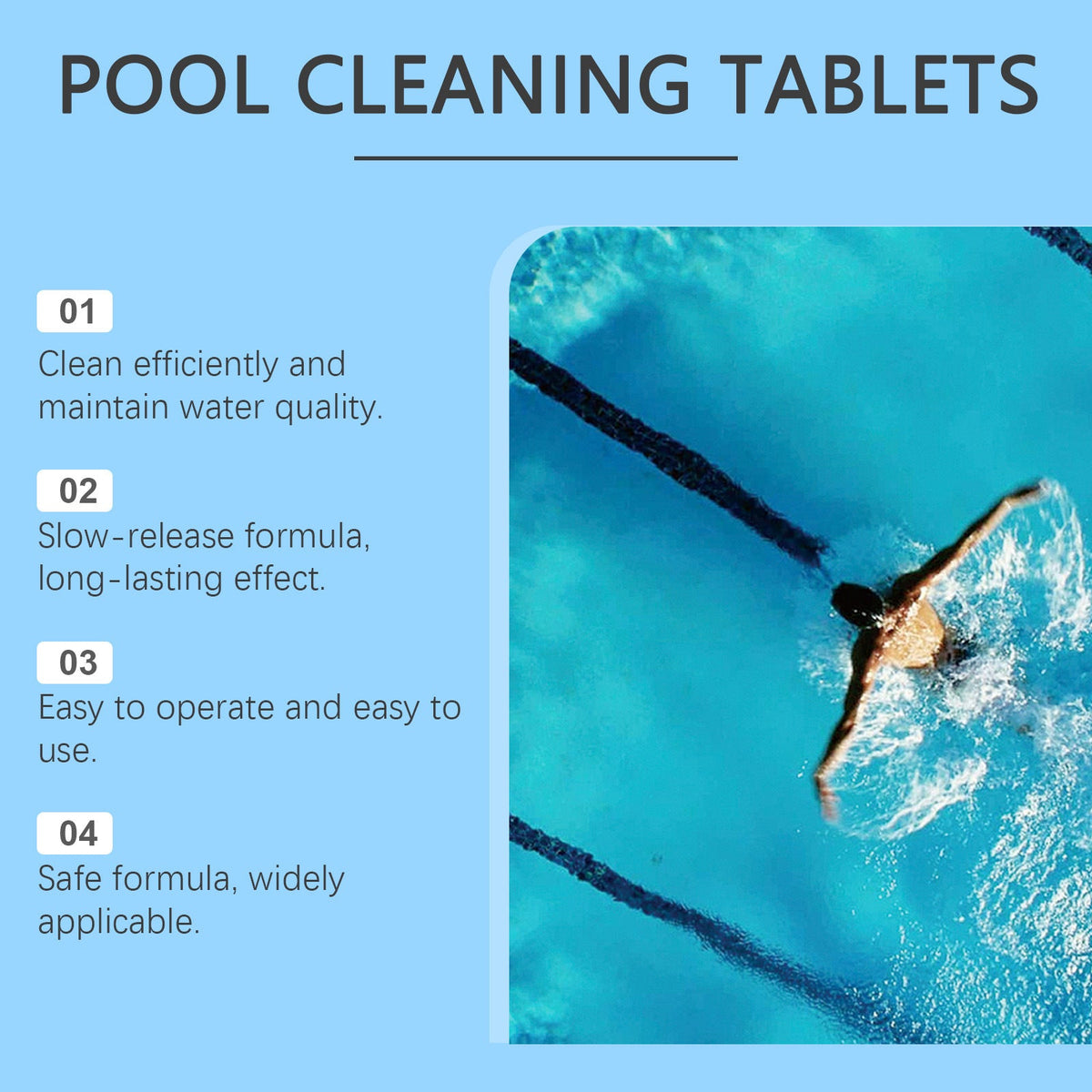 Pastilles nettoyantes pour piscines, pour une eau cristalline