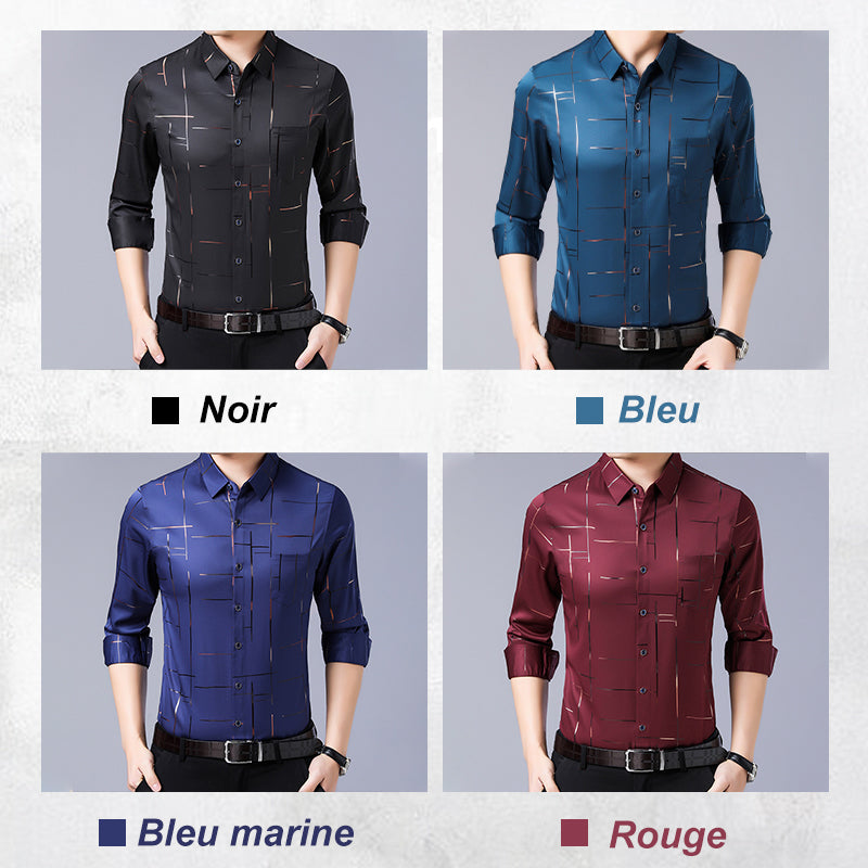 👔 50% DE RÉDUCTION! ✨ Chemise à Manches Longues Sans Repassage pour Hommes – Infroissable, Coupe Premium & Confortable 👕