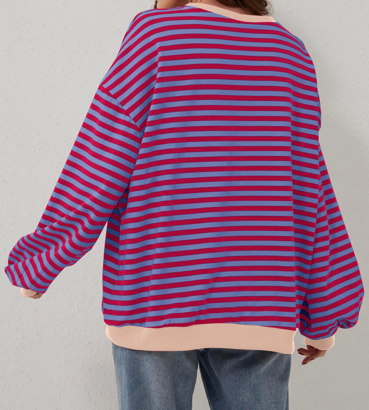 🔥49% de réduction😲 - T-shirt à manches longues et col rond rayé à la mode pour femmes