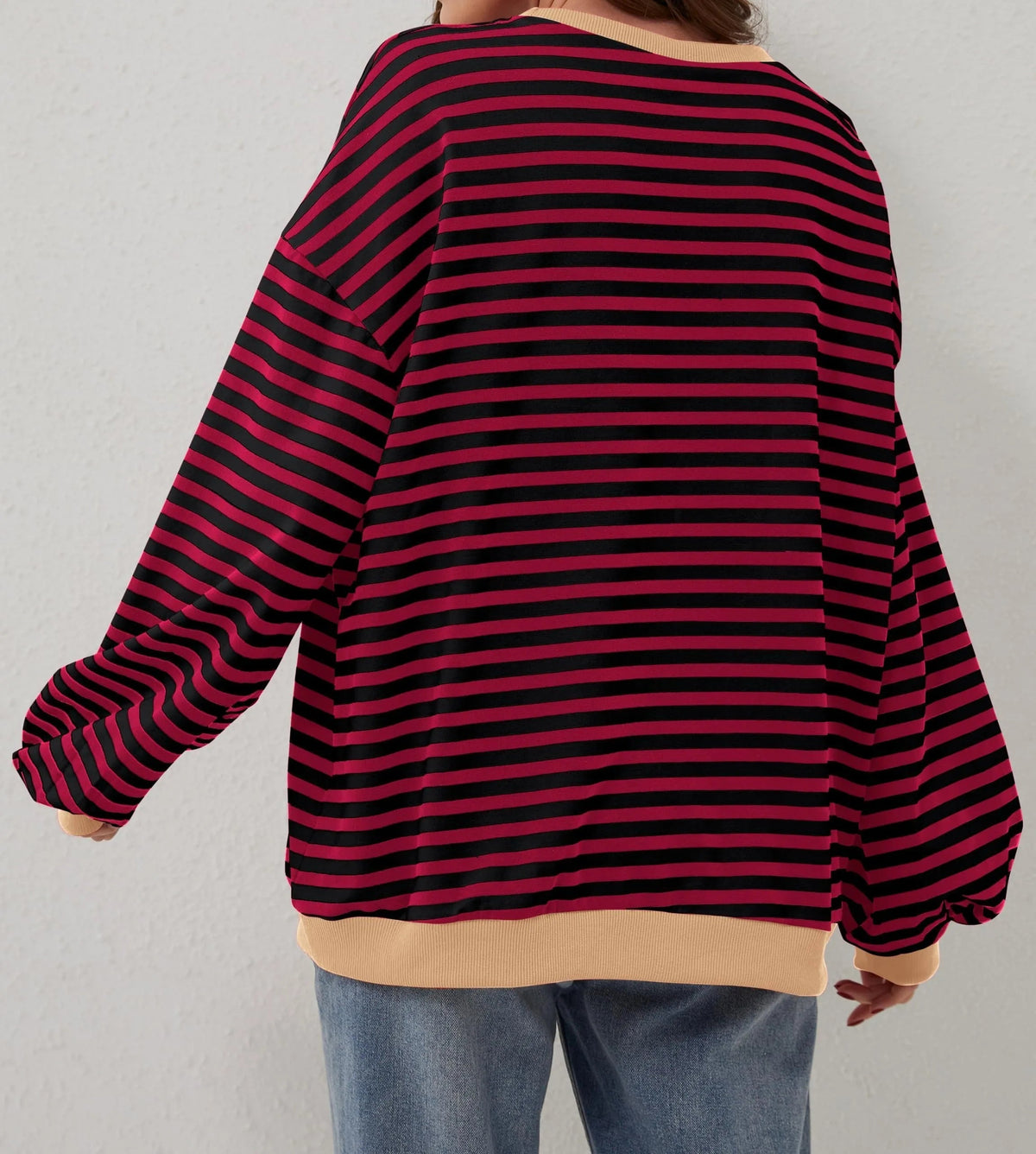 🔥49% de réduction😲 - T-shirt à manches longues et col rond rayé à la mode pour femmes