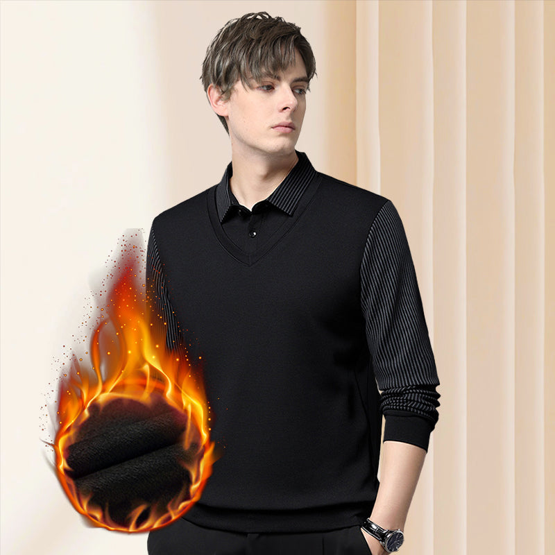 🔥49% DE RÉDUCTION ! 🍂 Chemise à Col Rayé 2 Pièces - Style Automne/Hiver en Coton Respirant et Confortable 👔📦