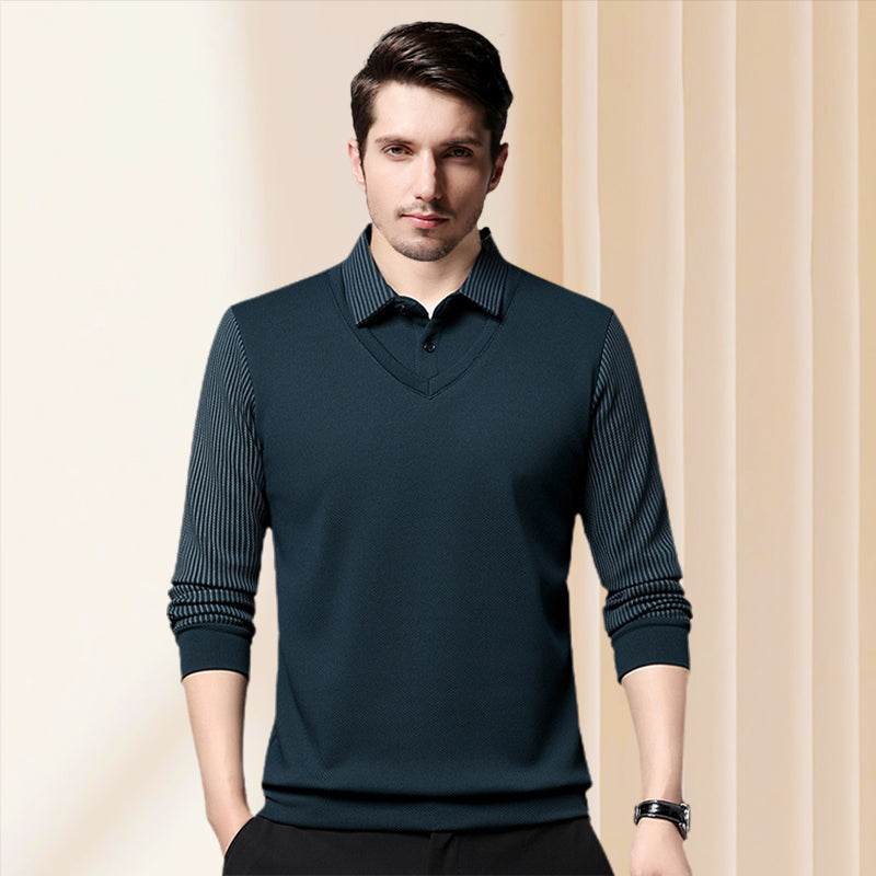 🔥49% DE RÉDUCTION ! 🍂 Chemise à Col Rayé 2 Pièces - Style Automne/Hiver en Coton Respirant et Confortable 👔📦