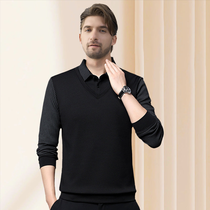 🔥49% DE RÉDUCTION ! 🍂 Chemise à Col Rayé 2 Pièces - Style Automne/Hiver en Coton Respirant et Confortable 👔📦