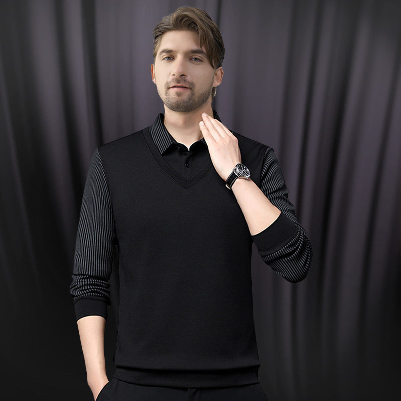 🔥49% DE RÉDUCTION ! 🍂 Chemise à Col Rayé 2 Pièces - Style Automne/Hiver en Coton Respirant et Confortable 👔📦