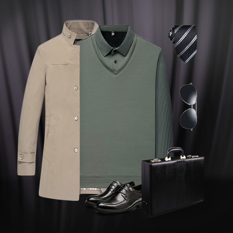🔥49% DE RÉDUCTION ! 🍂 Chemise à Col Rayé 2 Pièces - Style Automne/Hiver en Coton Respirant et Confortable 👔📦