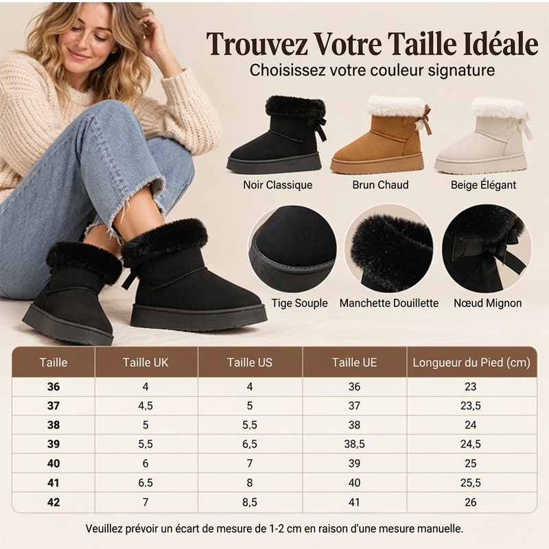 Bottes de neige à plateforme mi-mollet pour femmes