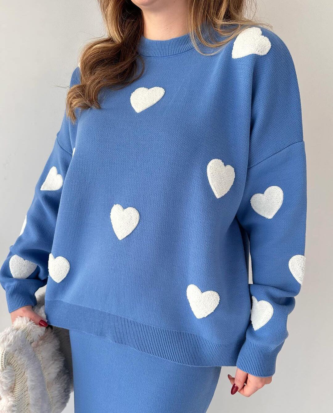 ❤️ Costume deux pièces décontracté en tricot fendu
