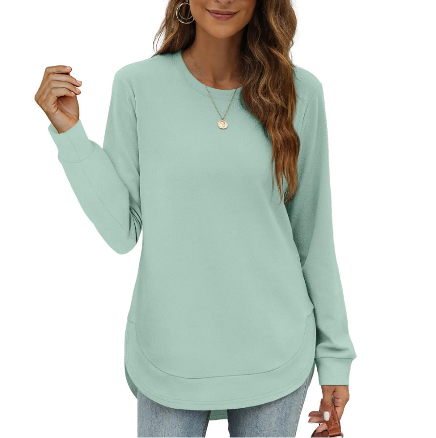 🍂Soldes d'automne : 50 % DE RÉDUCTION🔥Hauts unis à manches longues avec ourlet haut et bas pour femme