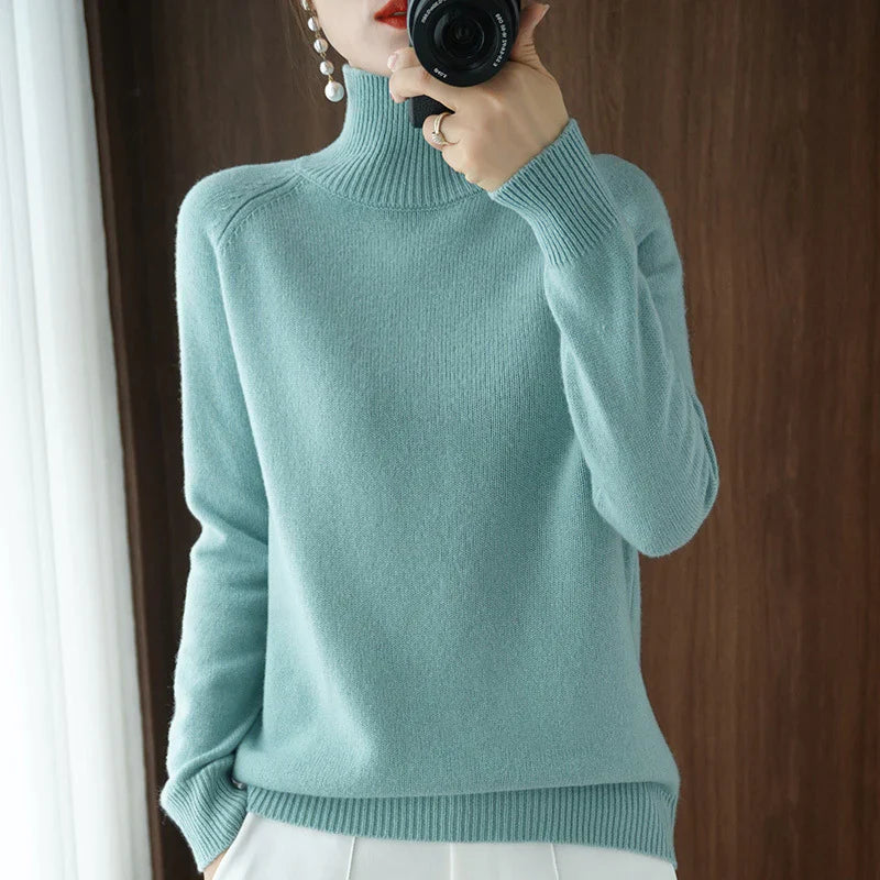 Vente chaude - 49% de réduction ✨Pull tricoté à col roulé de couleur unie pour femmes