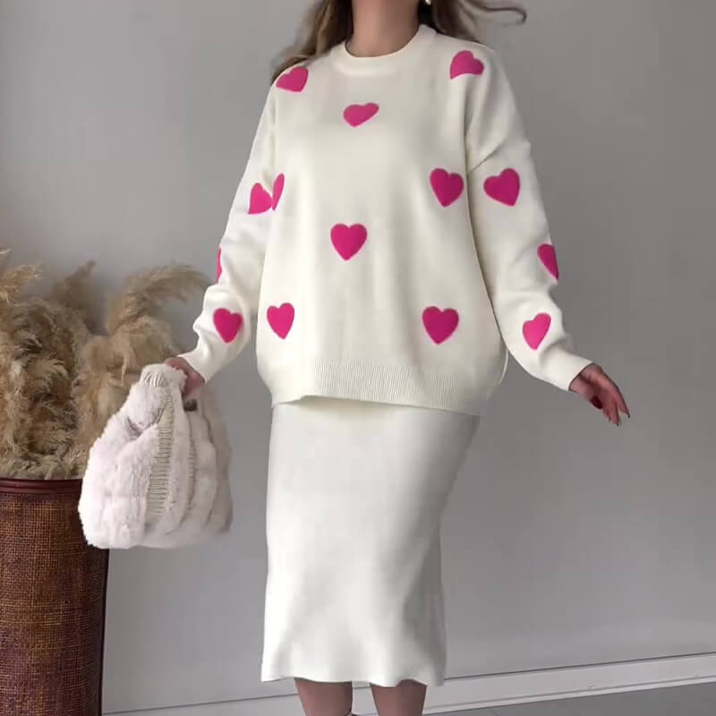 ❤️ Costume deux pièces décontracté en tricot fendu
