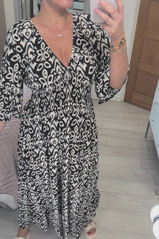 🔥DERNIER JOUR 50% DE RÉDUCTION🔥Robe à fleurs à col en V