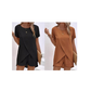 Ensemble deux pièces pour femme composé d'un haut asymétrique et d'un short, couleur unie