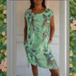 🌷Vente de printemps 50% de réduction🍀Robe à col rond à imprimé botanique pour femmes