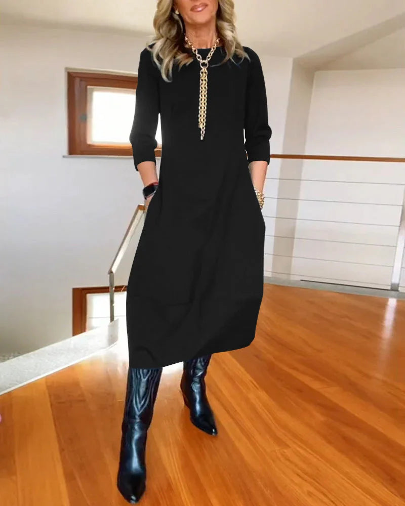 🔥Vente chaude 50% de réduction🔥Robe à manches longues et col rond