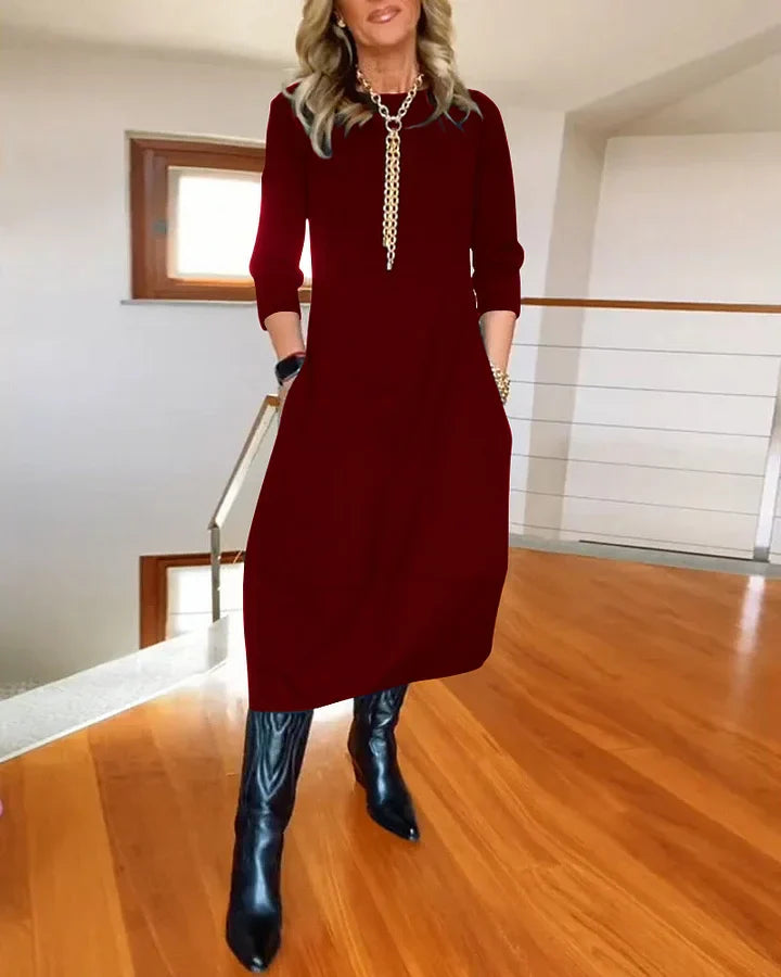 🔥Vente chaude 50% de réduction🔥Robe à manches longues et col rond