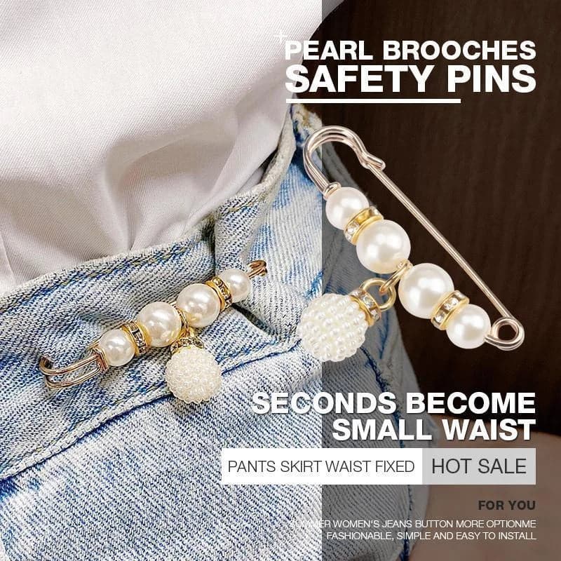 Broche de sécurité avec strass fantaisie et perles