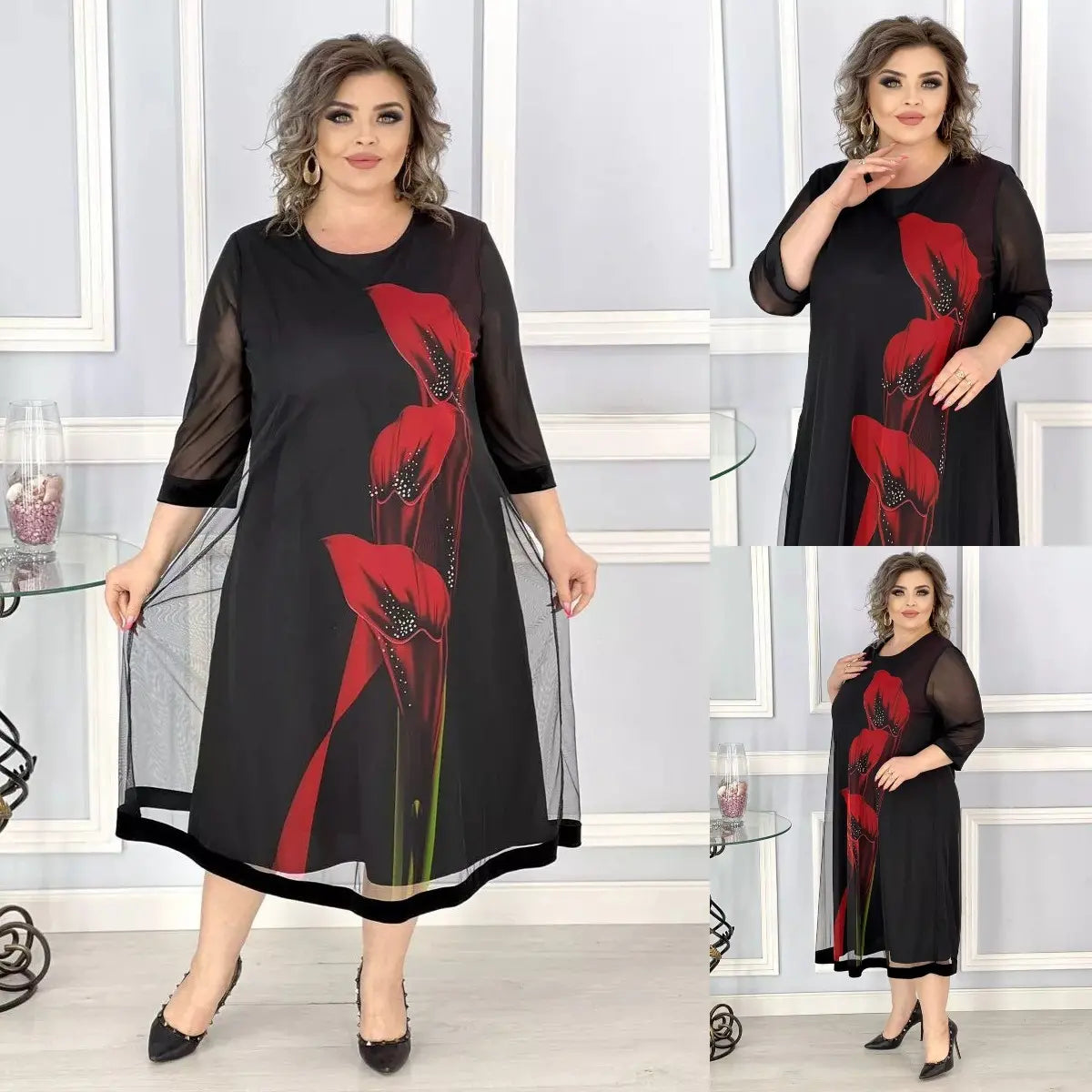 🔥🎉 [S - 4xl] 2025 robe élégante et raffinée en mousseline de soie noire