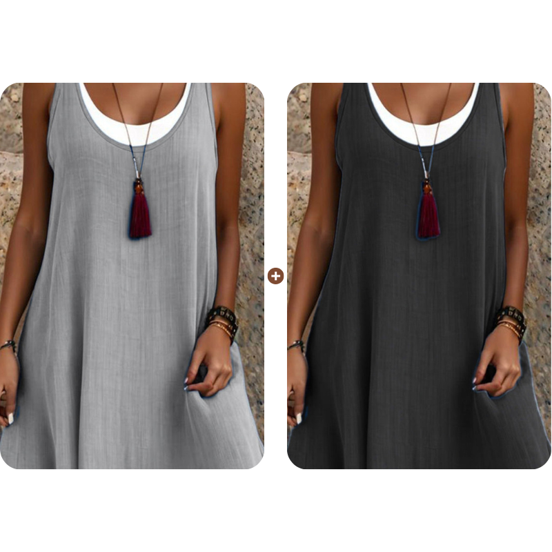 ⏰Dernier jour des soldes : 50 % de réduction 💃Robe débardeur deux pièces décontractée et ample sans manches pour femme