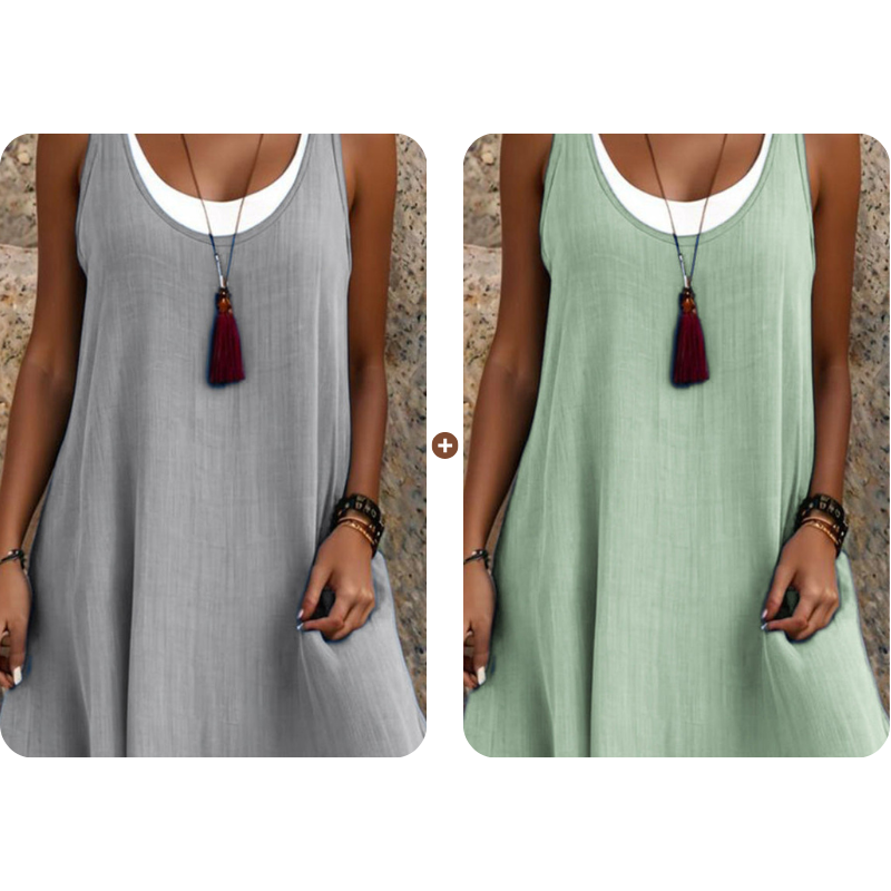 ⏰Dernier jour des soldes : 50 % de réduction 💃Robe débardeur deux pièces décontractée et ample sans manches pour femme