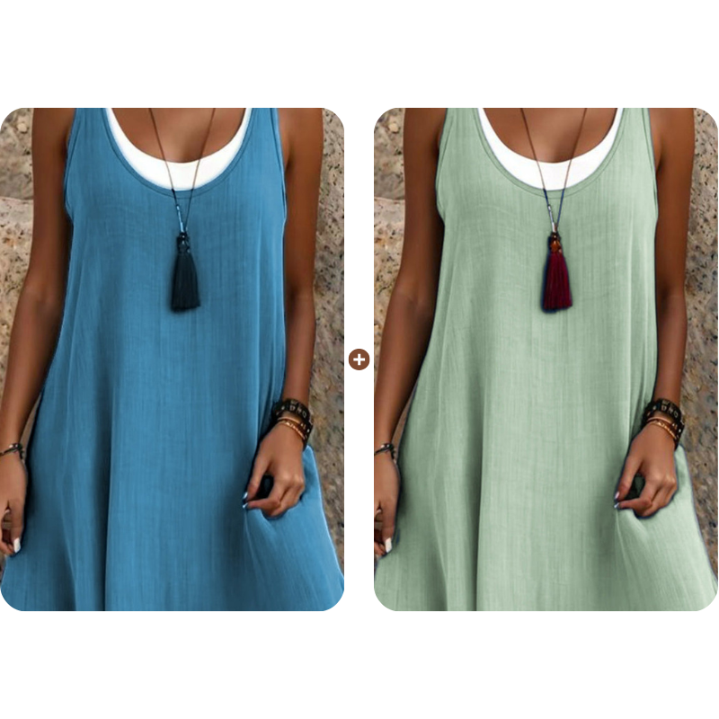⏰Dernier jour des soldes : 50 % de réduction 💃Robe débardeur deux pièces décontractée et ample sans manches pour femme