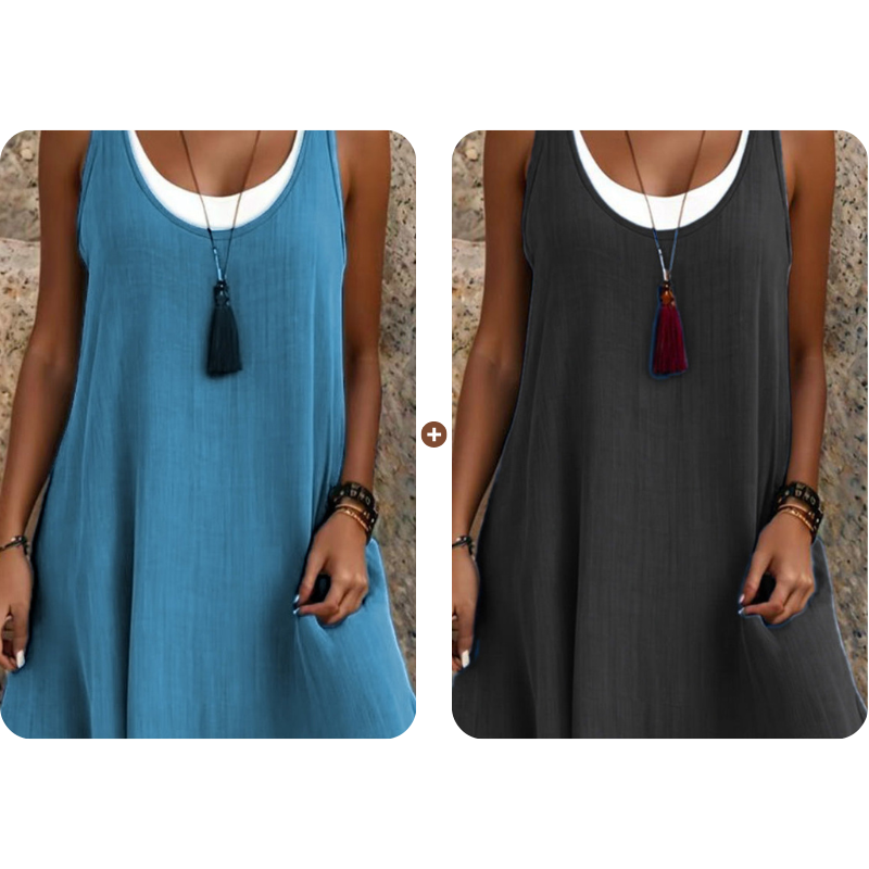 ⏰Dernier jour des soldes : 50 % de réduction 💃Robe débardeur deux pièces décontractée et ample sans manches pour femme