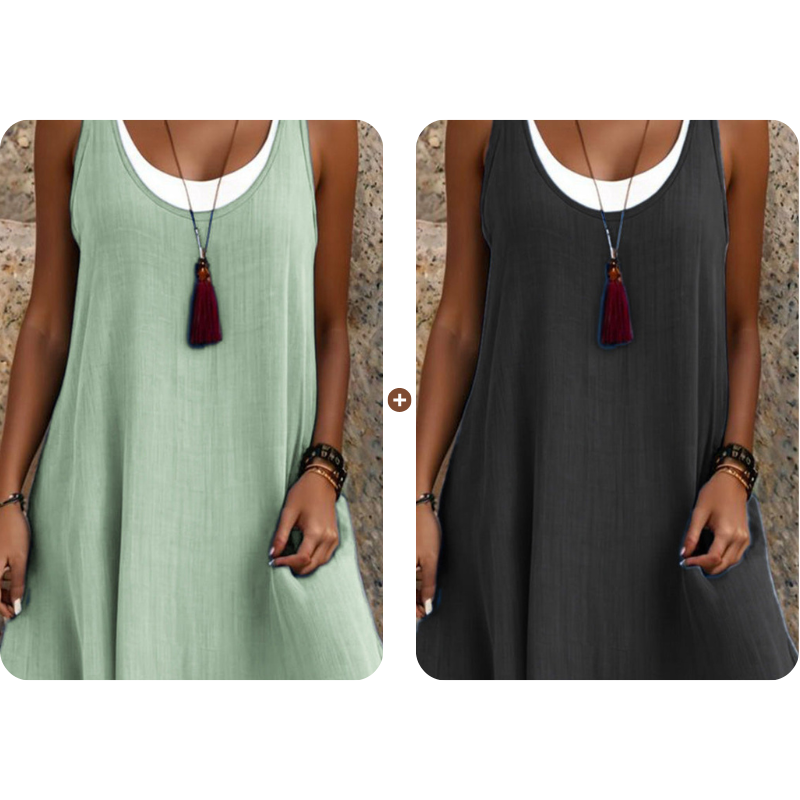 ⏰Dernier jour des soldes : 50 % de réduction 💃Robe débardeur deux pièces décontractée et ample sans manches pour femme