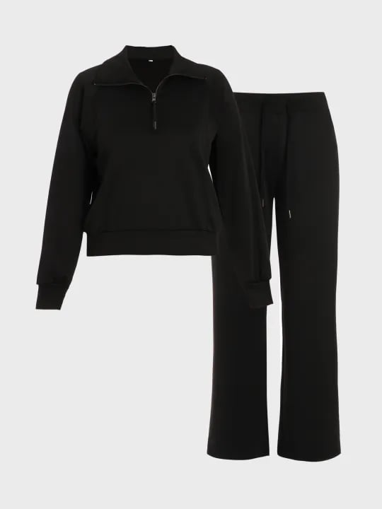 💝🔥Soldes à durée limitée - 50 % de réduction🔥🎀Ensemble lounge 2 pièces pour femme, coupe oversize, demi-zip et jambes larges