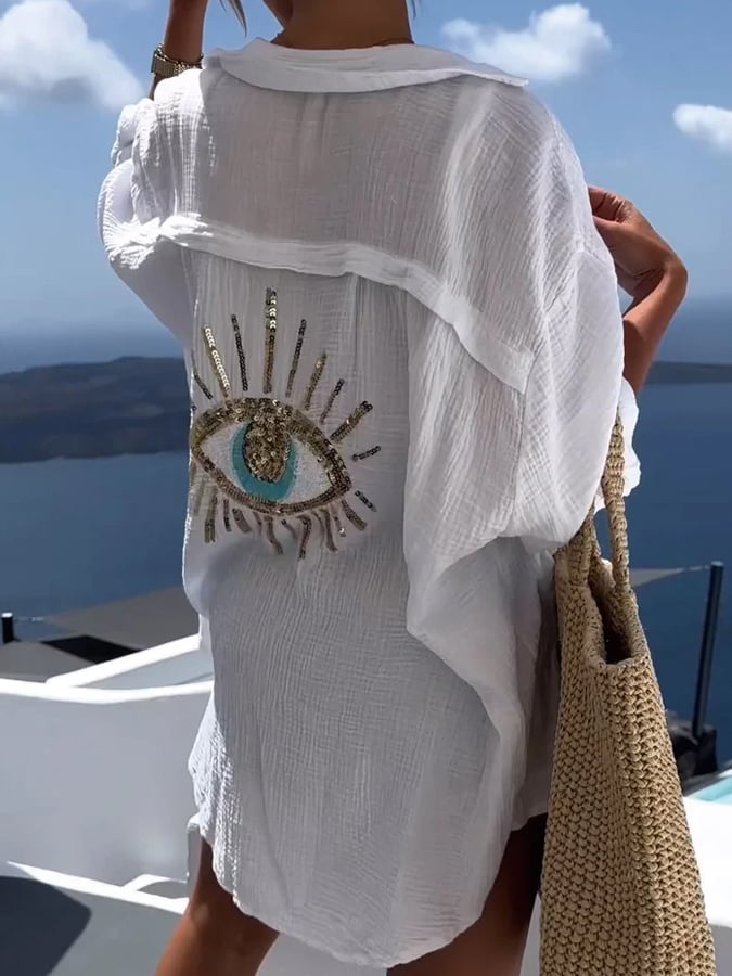 🔥DERNIER JOUR 50% DE REDUCTION - Chemise décontractée à paillettes et perles