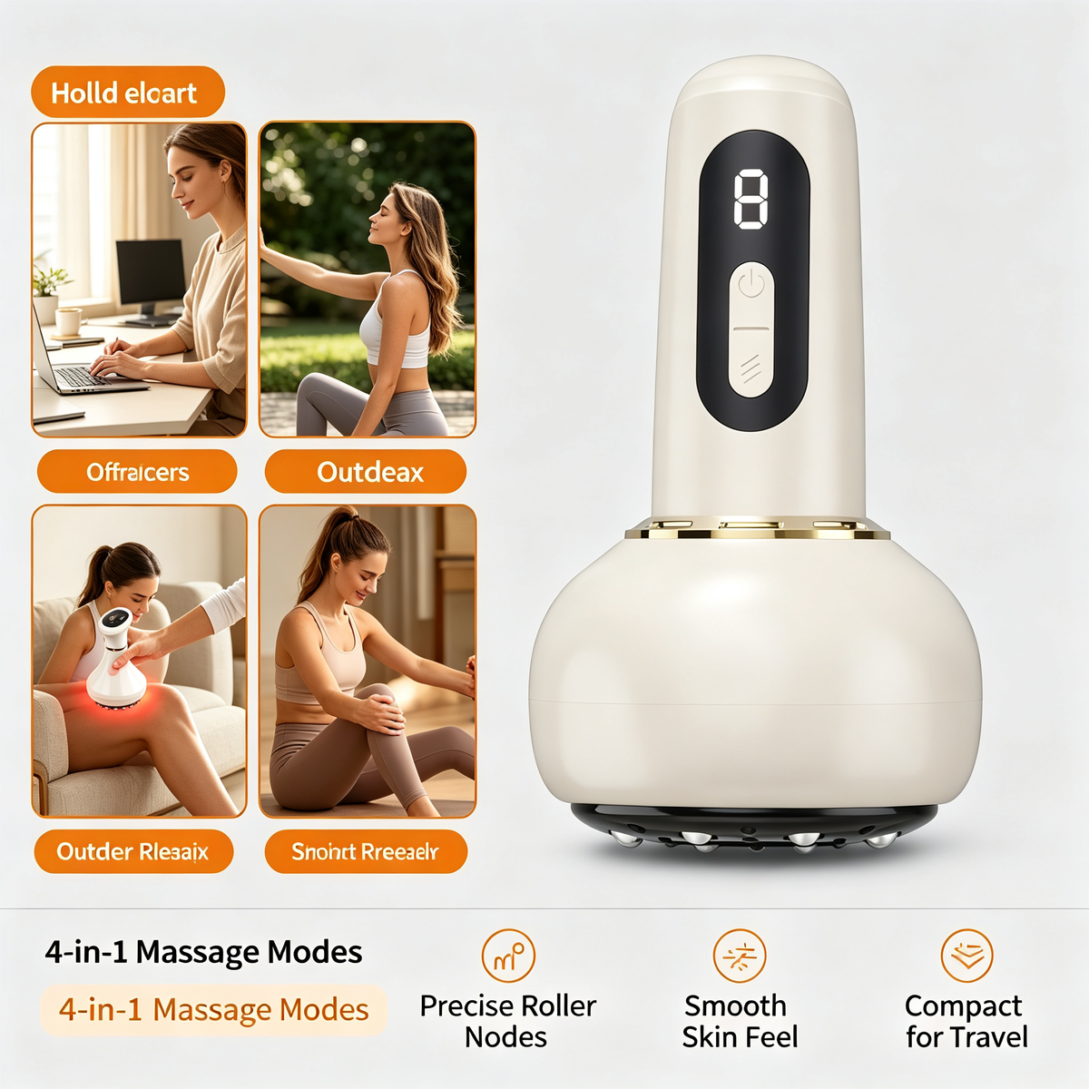 Brosse de massage électrique pour les méridiens et appareil de ventouses intelligent avec fonction chauffante