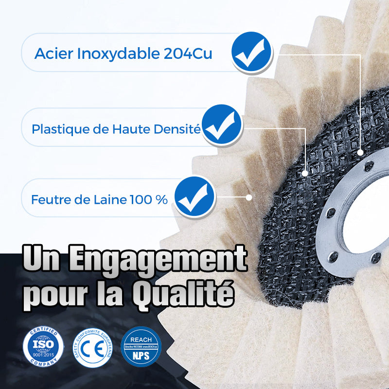 ✨ 1 ACHETÉ, 1 OFFERT ! ✨ Disque de Polissage en Laine pour Meuleuse d’Angle – Finition Miroir Brillante, Durable & Polyvalent 🔧🪞